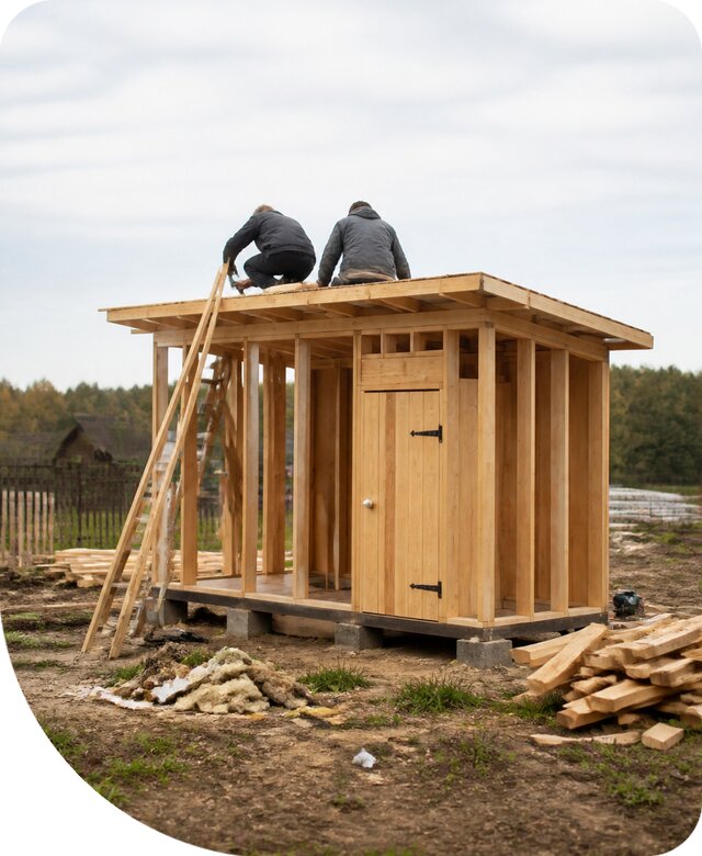 Строительство хозблока с туалетом под ключ в Кизляре